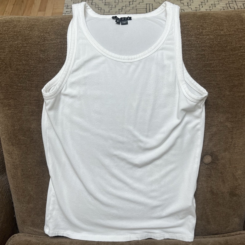 Theory White Tank Top Size Small Women's Sleeveless Round Neck Fitted